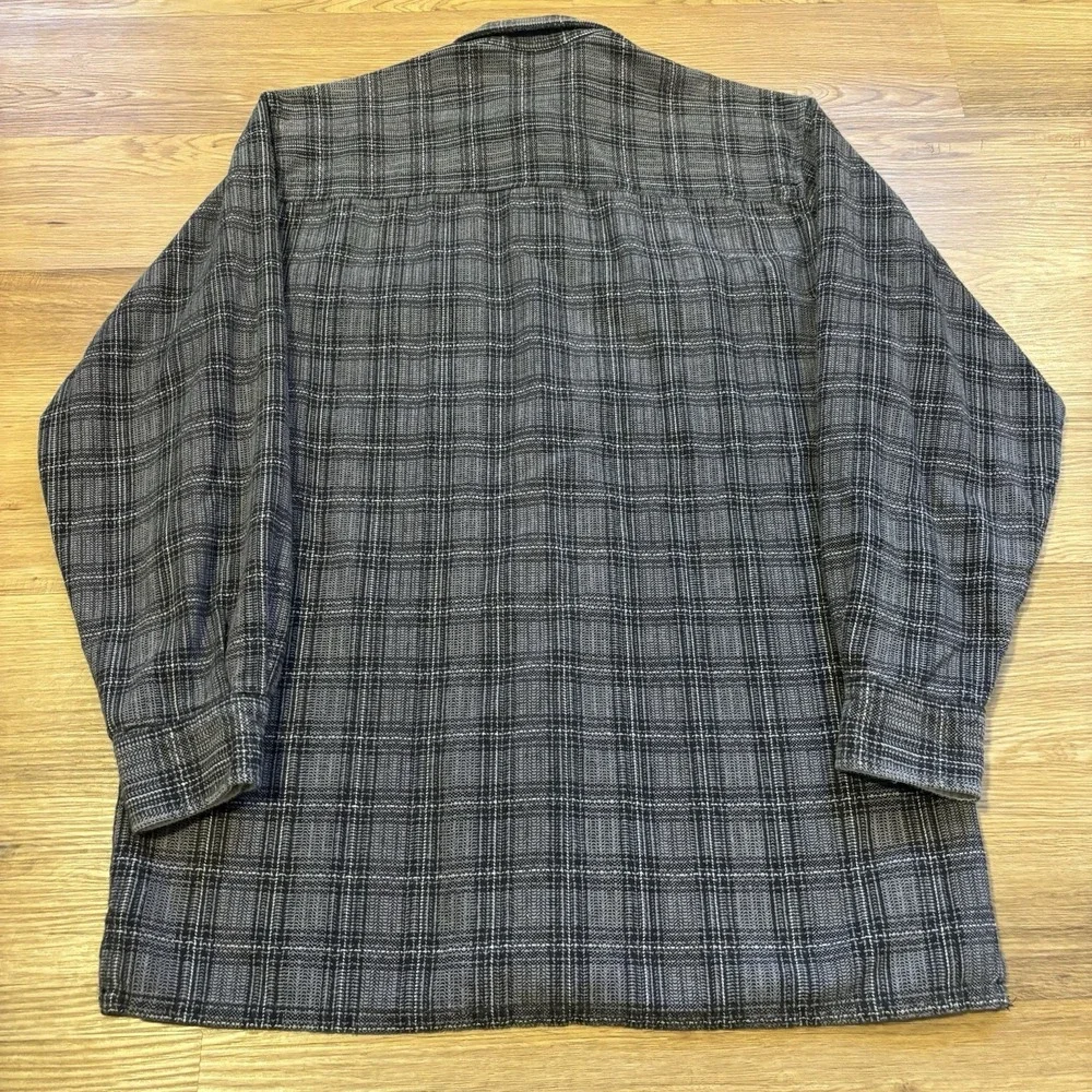 Vintage Levis Shirt Jacket Men's Small Grey Black Plaid Flannel Shacket Oversize - Picture 2 of 15
